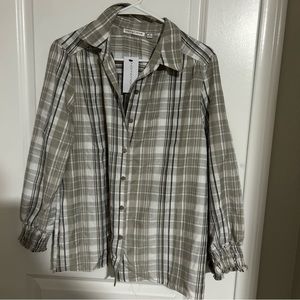 Notations Women's Button Up  Plaid Shirt Long Sleeve NWT Size Medium